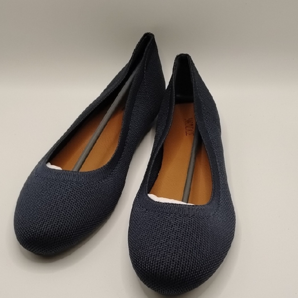 Elegant Navy Knit Women's Flats